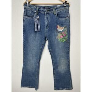 Crest Jeans Denim Pants Women's 15/16 Blue Bootcut Med Wash Embroidered NWT